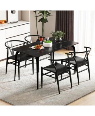 Modern Dining Chair Weave Kitchen Armchairs with Y-Shaped Curved Backrest