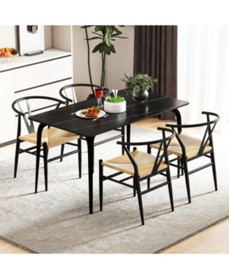 Modern Dining Chair Weave Kitchen Armchairs with Y-Shaped Curved Backrest