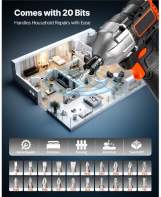 12V Brushless 1/4" Impact Driver Kit, 3000 RPM Max, Battery & Charger, 20 Bits, LED Work Light, Cordless Impact Driver