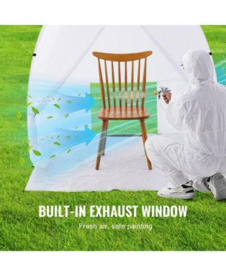 Pop-Up Spray Paint Shelter, 60 x 60 x 70 in Portable Spray Paint Tent with Built-In Floor, Exhaust Window, Storage Bag