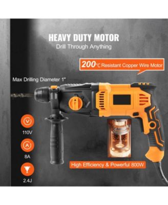 1" SDS-Plus Rotary Hammer Drill, 8 Amp Corded, Heavy-Duty Chipping Hammer with Safety Clutch, Demolition Tool for Concrete