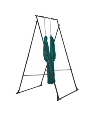 Yoga Swing Stand Frame with Hammock, 440.9 lb Capacity, Triangular Aerial Rig with EVA Foam, 4-Level Horizontal & 6-Level Vertical