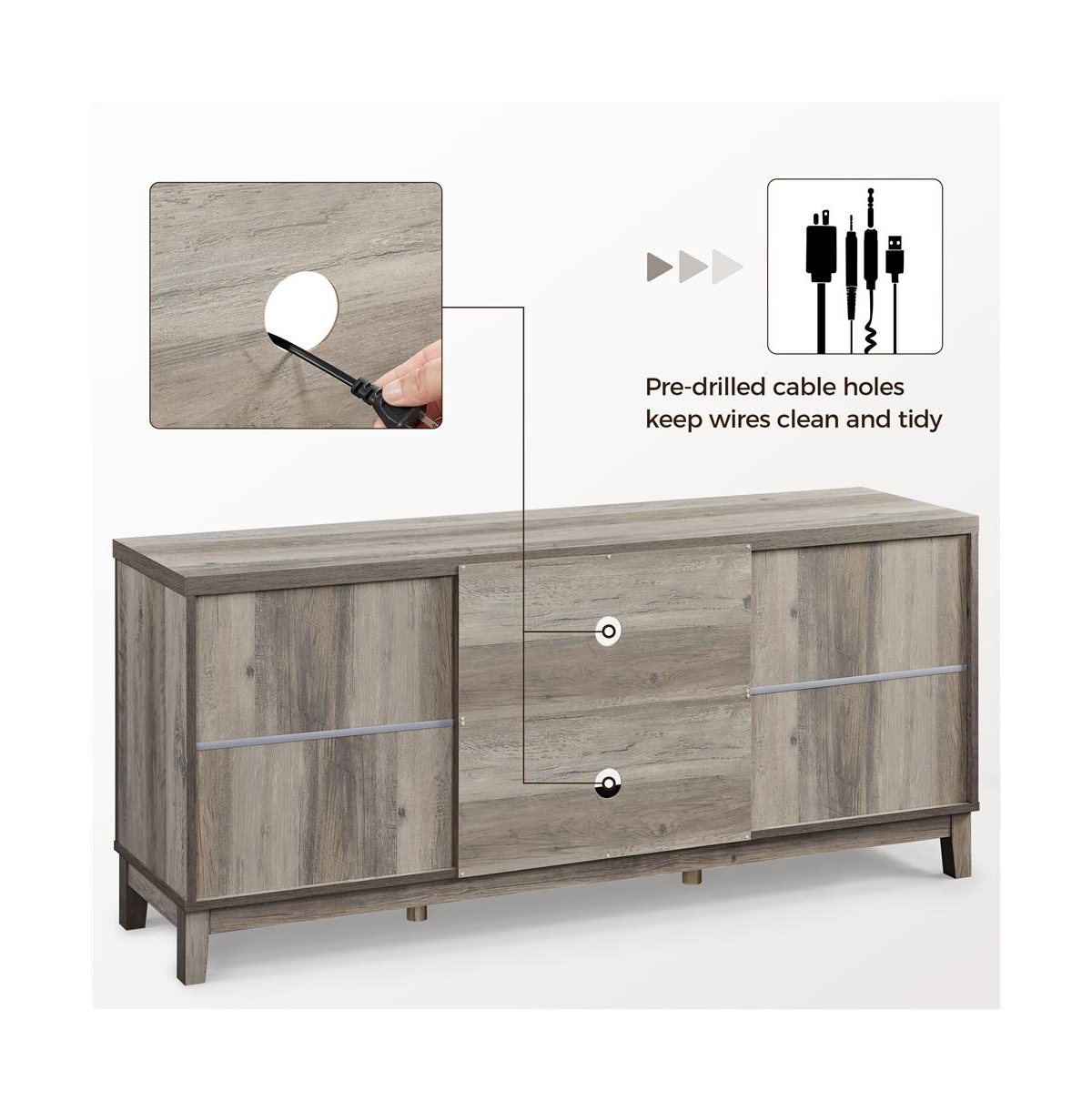 Yaheetech Farmhouse Tv Stand with 3-Layer Storage Shelf