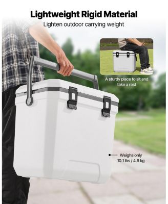 38 QT Portable Hard Cooler with Ice Retention, Heavy-Duty Handles and Cup Holder, Insulated Hard Cooler for Long Trips