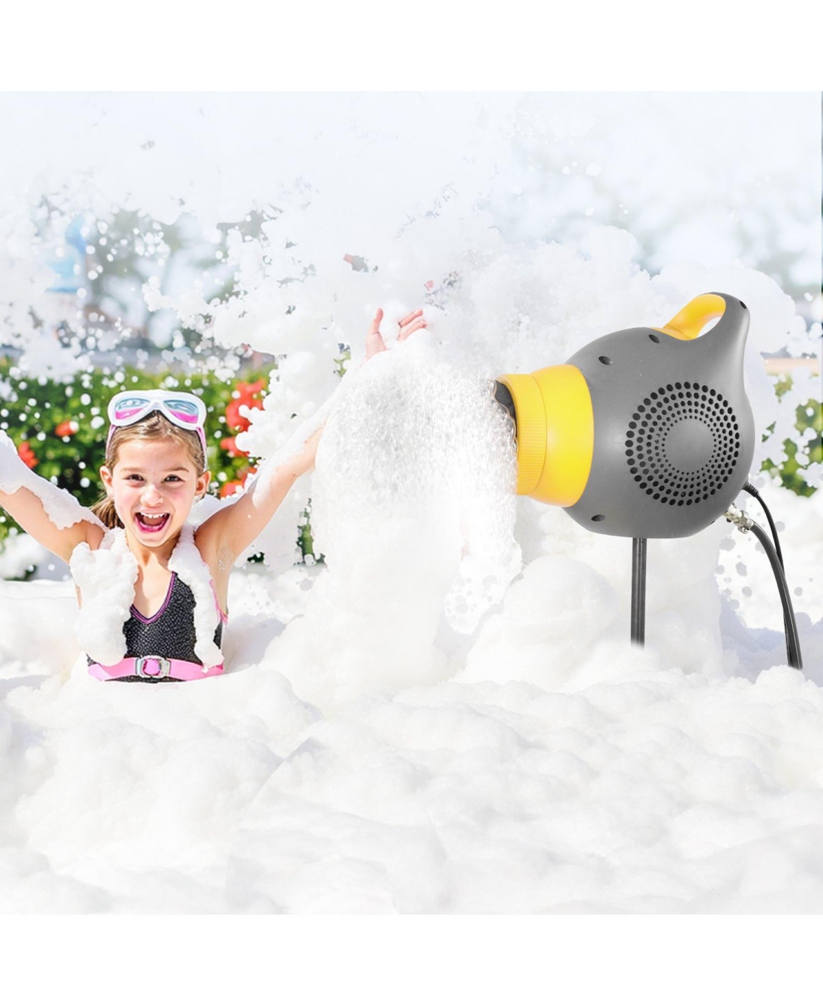 Mecale 115W Party Foam Machine, Portable Foam Cannon with Tripod Stand, Powerful Foam Maker for Backyard, Pool & Outdoor Events, Grey/Yellow