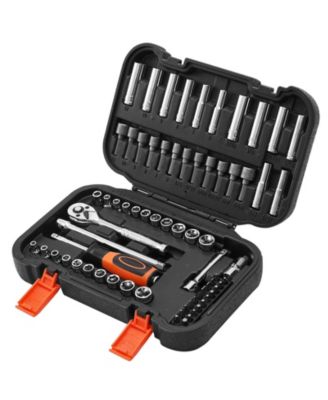 70-Piece 1/4" Drive Socket & Ratchet Set, SAE & Metric, Deep & Shallow, Bits, Accessories, Storage Case, CR-V Steel