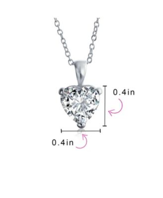 5CT Cubic Zirconia Heart Shaped Solitaire Pendant Necklace .925 Sterling Silver