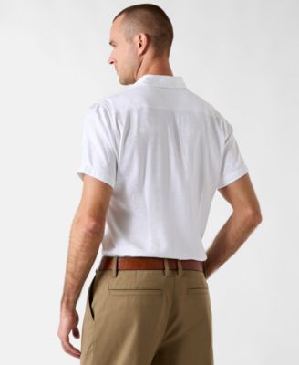 Men's Lion Peony Jacquard Short-Sleeve Button-Front Shirt