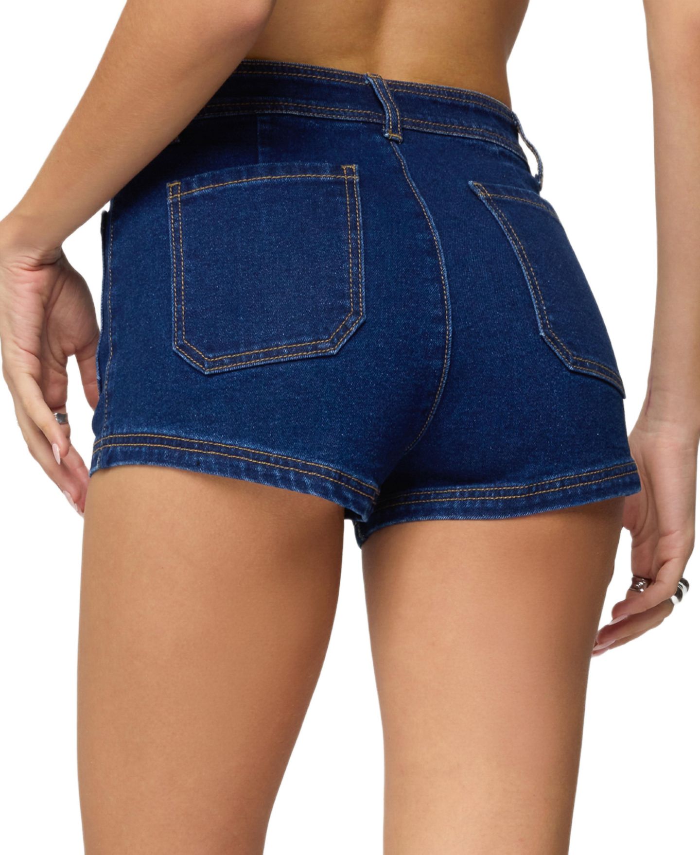 Женские шорты Edikted Saren High Rise Denim Micro, цвет: Тёмный синий — фото 2