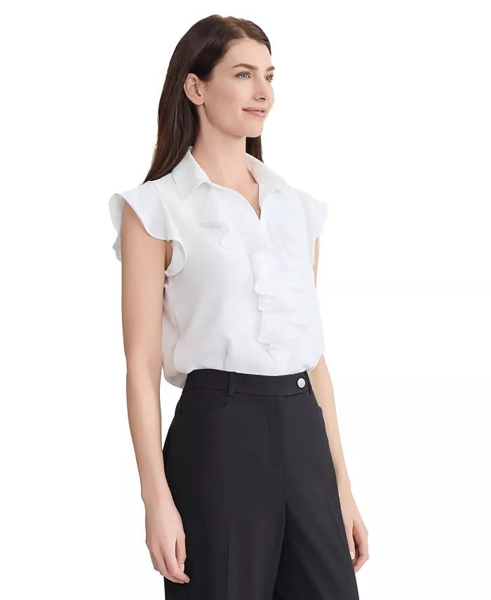Women's Ruffle Detail Collared Top - thumbnail 6