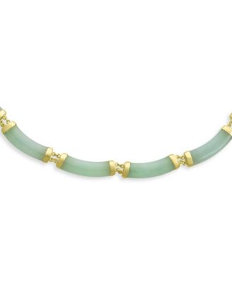 Jade Strand Contoured Bar Link Collar Necklace 14K Gold Plated Vermeil