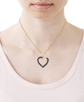 Sapphire (1-5/8 ct. t.w.) & Daimond Accent Heart Pendant Necklace in 10k Yellow Gold