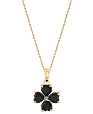 Onyx (1-3/4 ct. t.w.) & Diamond Accent Pendant Necklace in 10k Yellow Gold