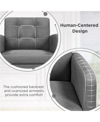 One Pack  Tufted Accent Chair Mid Century Modern Fabric Arm Chair