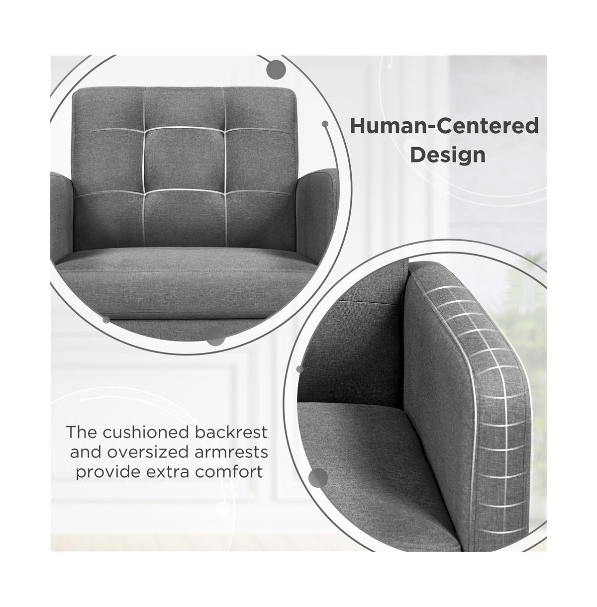 Yaheetech Tufted Accent Chair Mid Century Modern Fabric Arm Chair