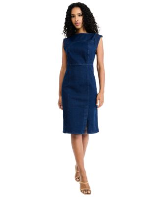 Women's Sleeveless Denim Midi Dress