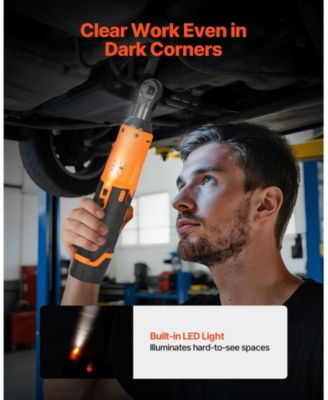 Cordless Ratchet Wrench Set, 3/8" Drive, 240 RPM, 33 ft-lbs Torque, 2 x 2.0Ah Batteries, Charger, Sockets, Adapter, Extension