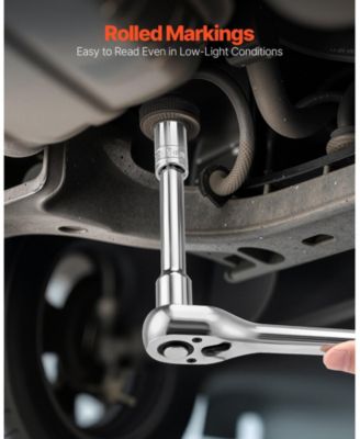 33-Piece 1/2" Drive Socket & Ratchet Set, SAE & Metric, Extension Bar, Storage Case, CR-V Alloy Steel