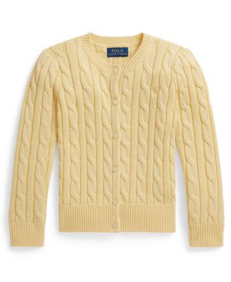 Girls' 2T-6X Metallic Cable-Knit Cardigan