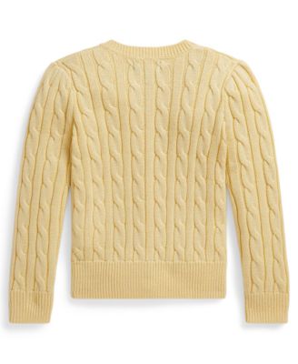 Girls' 2T-6X Metallic Cable-Knit Cardigan