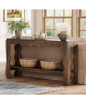 63" Narrow Long Entryway Table, 2-Tier Modern Farmhouse Entry Table