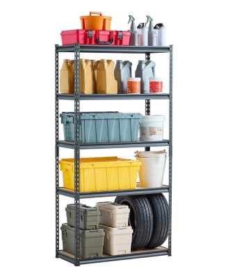 5-Tier Storage Shelves, 2000-Lb Capacity, 16"D x 36"W x 71.4"H, Adjustable Metal Utility Rack, Black