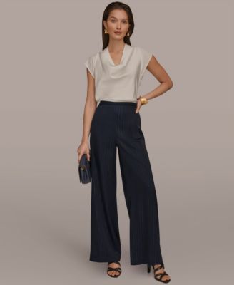 Women's Pinstripe Wide Leg Pull-On Pants