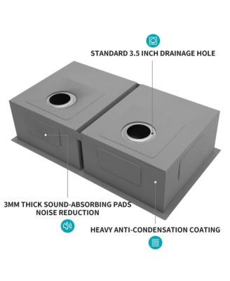 32x18x9inch Undermount Double Bowl Kitchen Sink 16 Gauge Stainless Steel 50 and 50 Split