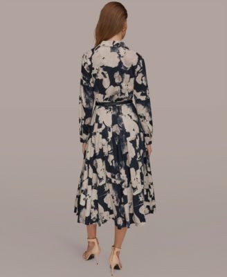 Women's Long-Sleeves Collared Midi Dress