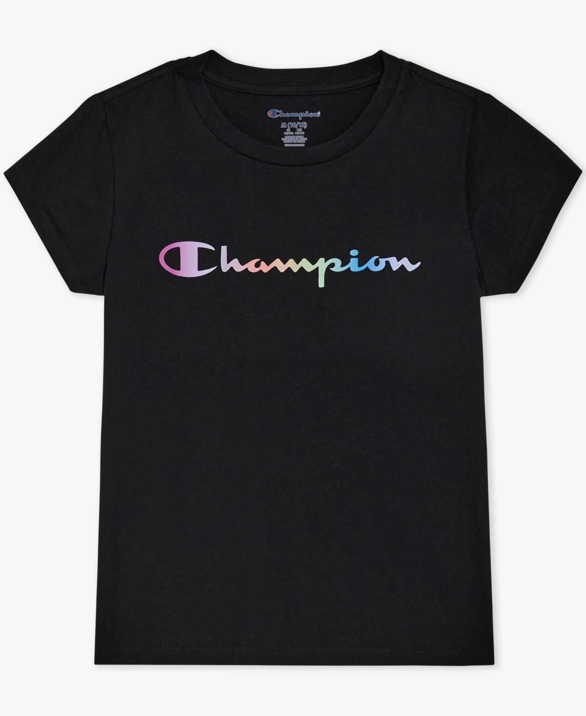 Champion Girls' 7-16 Crewneck Rainbow Logo Graphic T-Shirt