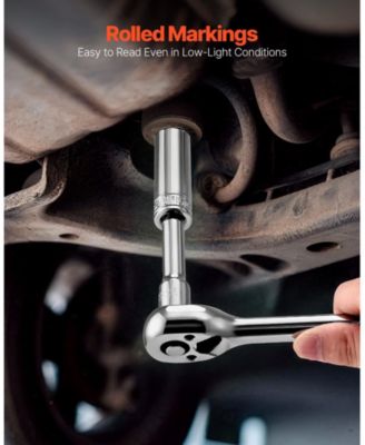 76-Piece 3/8" Drive Socket & Ratchet Set, SAE & Metric, Deep & Shallow, Accessories, Storage Case, CR-V Alloy Steel