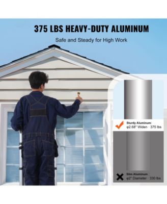 12.5 ft Telescoping A-Frame Ladder, Aluminum Multi-Button Retraction, 375 lb Capacity, Stabilizer Bar, Lightweight Extension Ladder