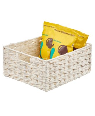 Woven Farmhouse Kitchen Pantry Food Storage Basket Box, 6 Pack, White
