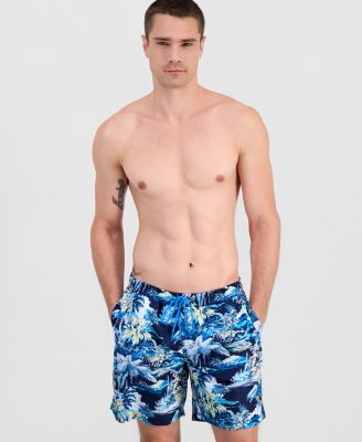 Men's Elloe Tropical Scene Swim Trunks