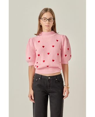 Women's Heart Shape Embroidery Sweater