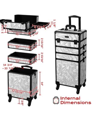 Makeup Train Case with Portable Cube Case Cosmetic Organizer Graystone