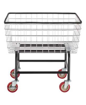 Wire Laundry Cart, 2.8 Bushel Basket with Wheels, 26.7" x 21.7" x 26.4", Steel Frame, Chrome Finish, 4" Casters
