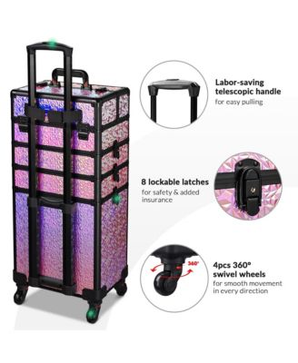 Makeup Train Case Kit with Cube Case Cosmetic Organizer Mermaid Pink