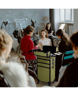 Makeup Train Case Trolley w/ Cube Case Cosmetic Organizer Rococo