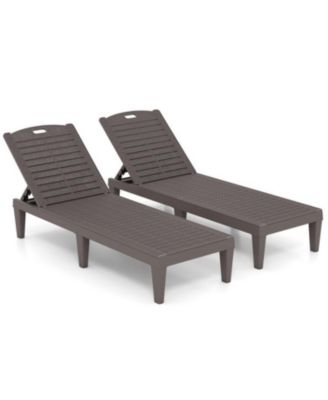 Set of 2 Outdoor Chaise Lounge Chairs with 4-Position Back