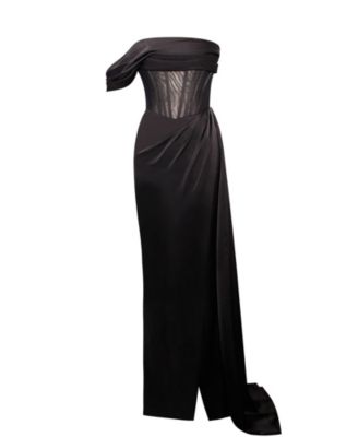 Women's Rebeca Satin High Slit Corset Gown