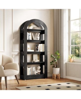 5-Tier Bookshelf, Arch-Shaped Racks, Tall Standing Wooden Bookcase Display Shelf Modern Storage Solution