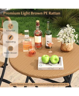 Compact 3 Piece Patio Bistro Set with Round Table and Chairs