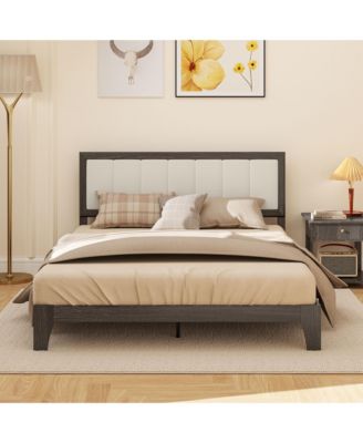 Queen Bed Frame with Headboard, Platform Bed Frame Charcoal