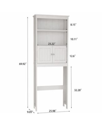 2-Tier Bathroom Spacesaver Storage Shelf with 2 Doors, Freestanding Wood Organizer Cabinet