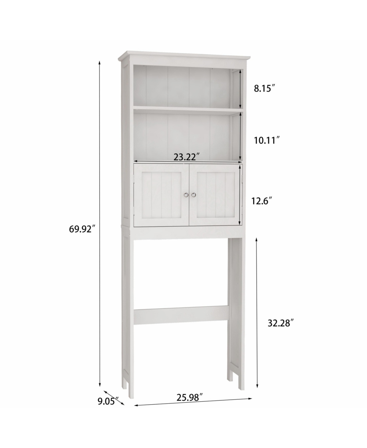 sumyeg 2-Tier Bathroom Spacesaver Storage Shelf with 2 Doors, Freestanding Wood Organizer Cabinet