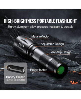 2-Pack LED Flashlight, 2000 Lumens, Adjustable Focus Beam, 5 Modes, IP44 Water Resistant, Handheld