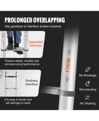 15 ft Telescoping Ladder, Aluminum Multi-Button Retraction Extension Ladder, 400 lb Capacity, Non-Slip Feet, ANSI Listed