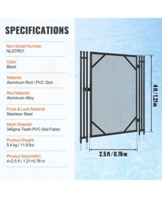 Pool Fence Gate, 4 ft x 2.5 ft Removable Inground Pool Gate Kit, Easy DIY Install, Child & Pet Safety Fence Gate with Stainless Latch