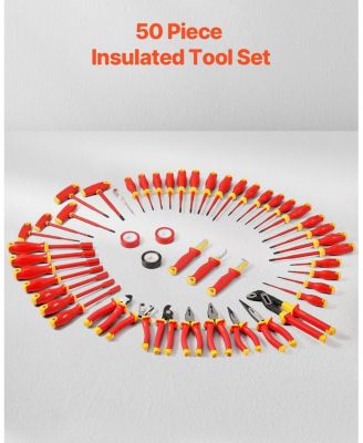 50-Piece Insulated Screwdriver Set, 1000V Electrician Tool Kit with Magnetic Tips, T-Handle Hex Wrench & Voltage Tester